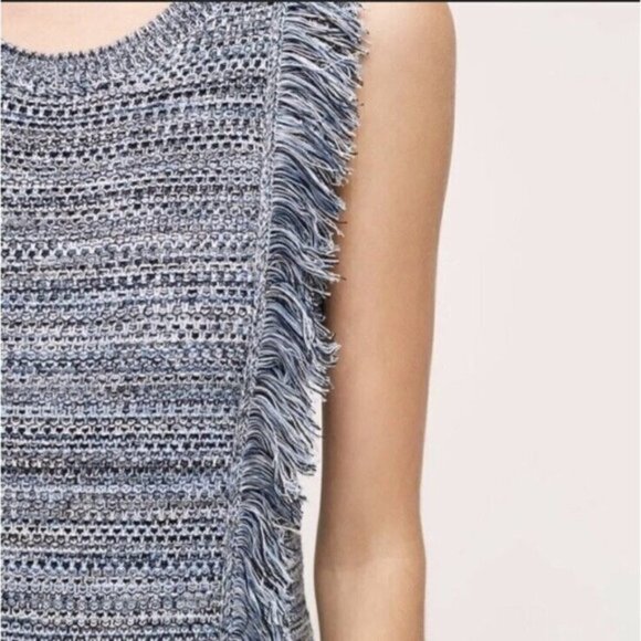 Anthropologie Holding Horses Blue Fringe Dress‎ Medium - Picture 2 of 8